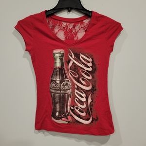 Coca Cola V-Neck Lace Shirt - Small